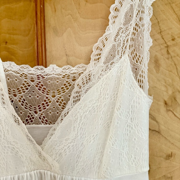 Only Hearts by Helena Stuart Long Chemise Modal Lace Trim White Nightgown - Picture 7 of 11